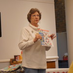 Ramona showing off the Quilters Newsletter